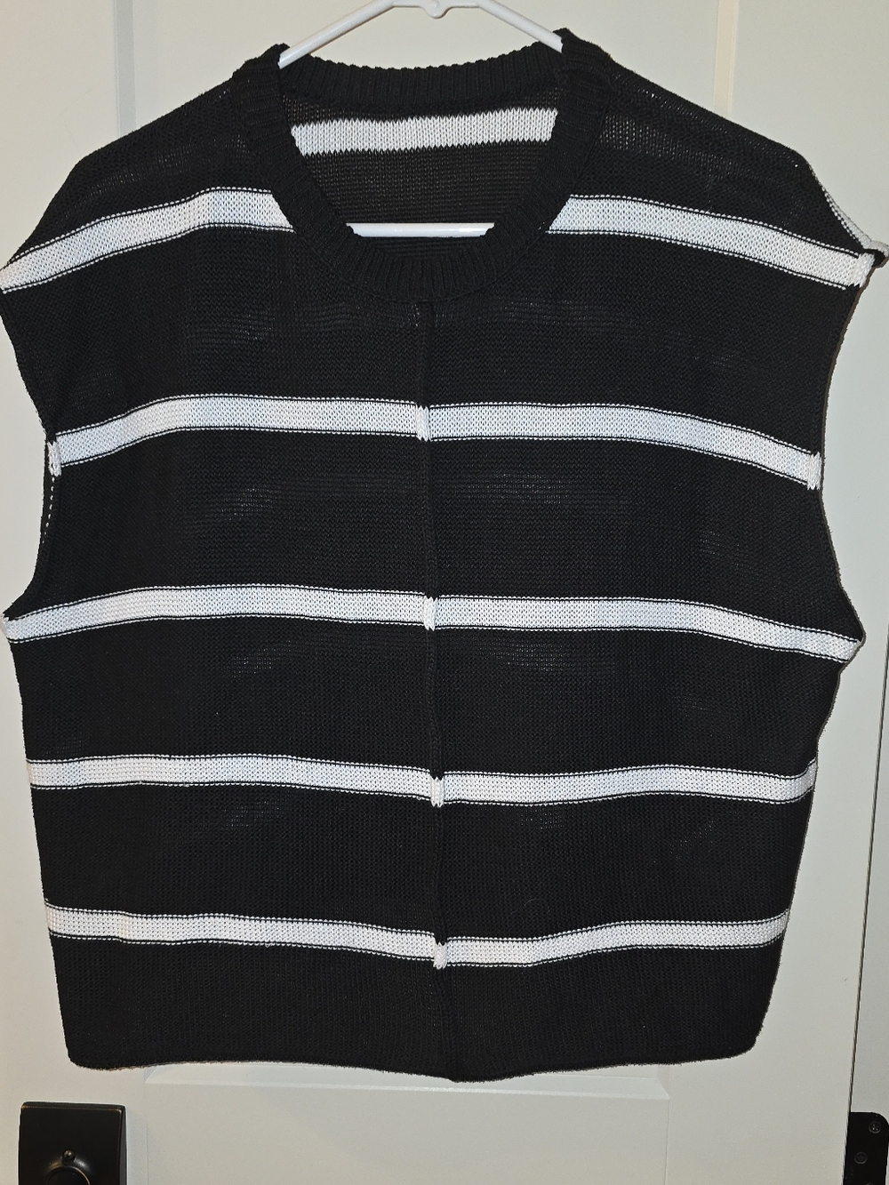 Black and White Striped Knit Sweater Vest Size S